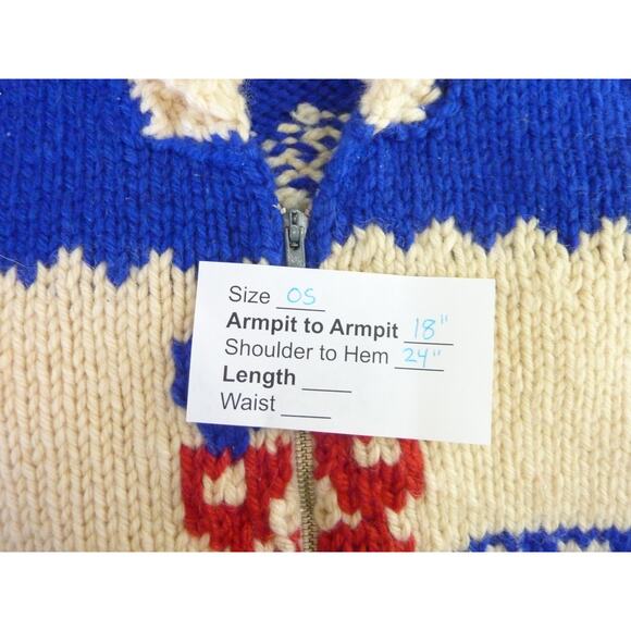 Vintage Cowichan Totem Wool Zippered Cardigan Sweater - Picture 5 of 5